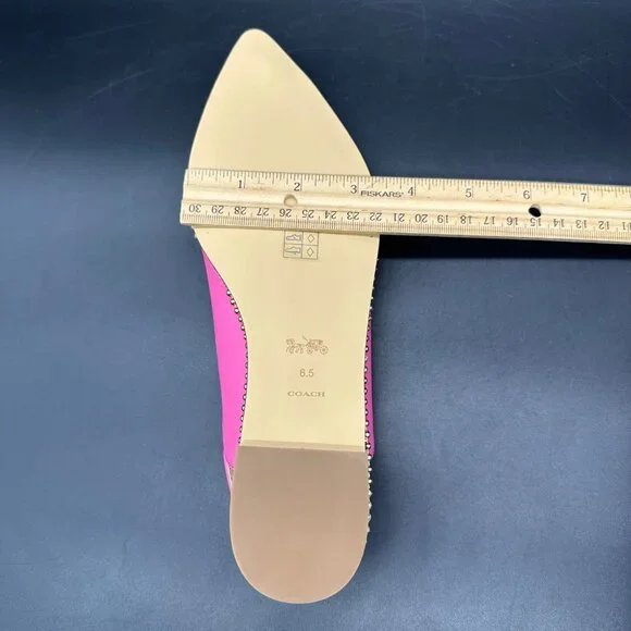 Coach Womens Petunia Pink Vae Leather Skimmer Flats Box Pointed Toe Size 6.5 - Picture 13 of 13